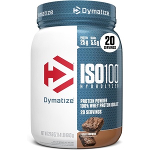 image:imageDymatize ISO100 Protein Powder 100 Whey Isolate Gourmet Chocolate  25g Protein Hydrolyzed FastAbsorbing Supports Muscle Health 55g BCAAs GlutenFree 76 Servings 5 lbFudge Brownie