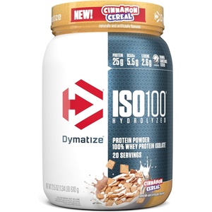 image:imageDymatize ISO100 Protein Powder 100 Whey Isolate Gourmet Chocolate  25g Protein Hydrolyzed FastAbsorbing Supports Muscle Health 55g BCAAs GlutenFree 76 Servings 5 lbCinnamon Cereal