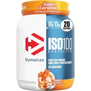 image:imageDymatize ISO100 Protein Powder 100 Whey Isolate Gourmet Chocolate  25g Protein Hydrolyzed FastAbsorbing Supports Muscle Health 55g BCAAs GlutenFree 76 Servings 5 lbSalted Caramel