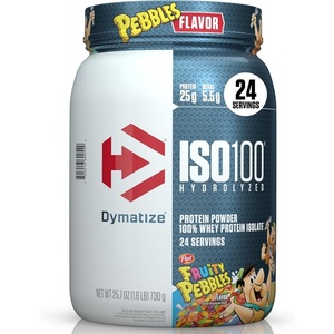 image:imageDymatize x Fruity Pebbles ISO100 Whey Protein Powder Isolate 25g of Protein 20 Servings 55g BCAAs 120 Cal Gluten Free 1g Fat 1g Sugar 2g Carb 24 Servings
